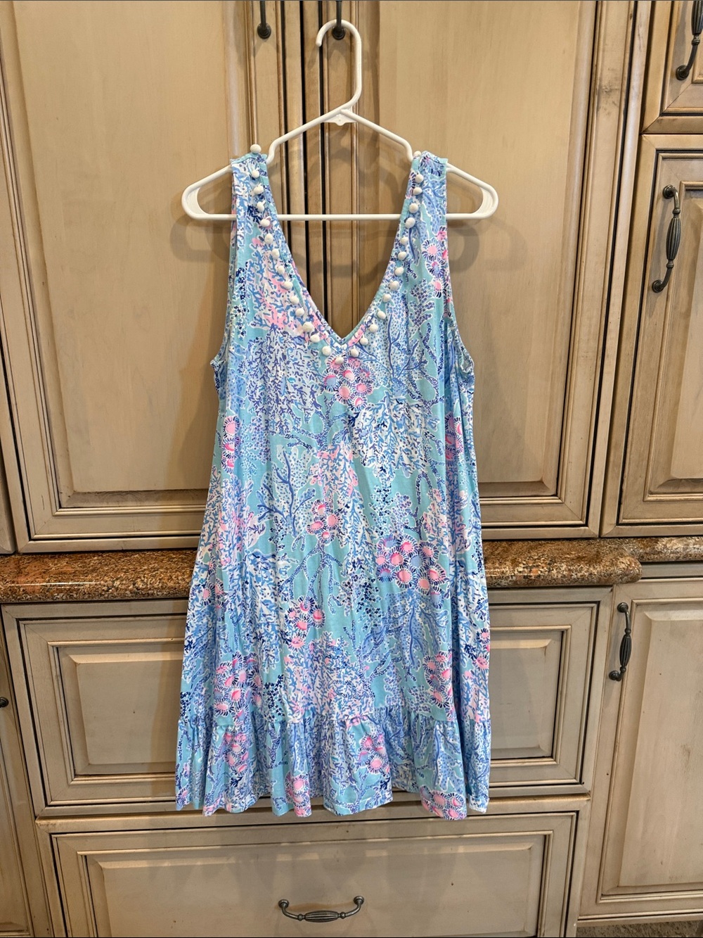 Lilly Pulitzer Light Blue Floral V-Neck Sleeveless Dress